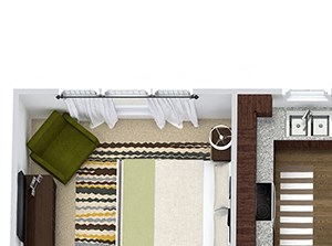 The Hyde 3D The Hyde 3D. 2 bedroom apartment. Kitchen with island open to living room. 2 full bathrooms, double vanity in master, shower stall in guest. Walk-in closets. Patio/balcony.